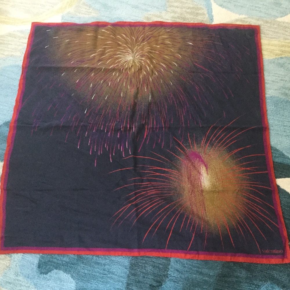 Valentino Stratos Heavy Silk Vintage Fireworks Pattern Scarf